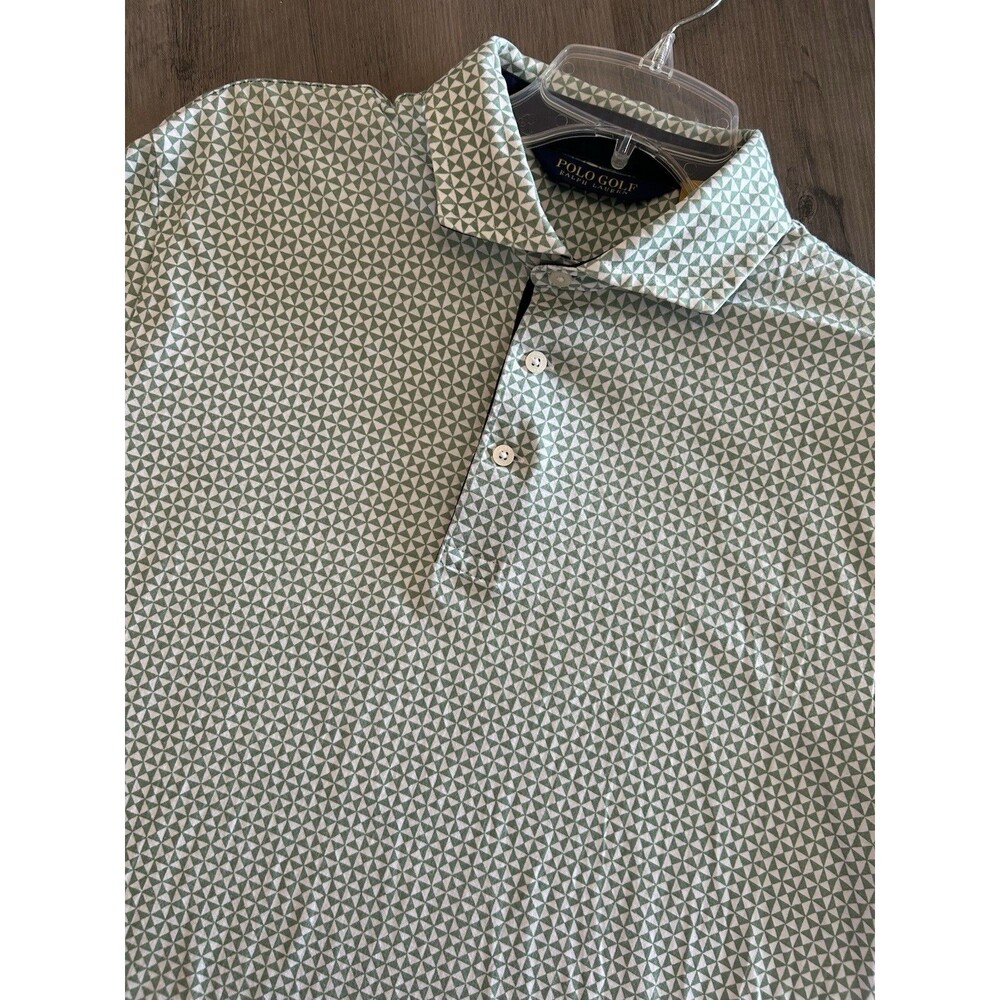 POLO GOLF RALPH LAUREN Men's Green Printed Pro Fit Short Sleeve Polo Shirt SZ M